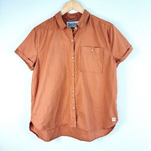 Duck Camp Creekside Shirt Burnt Orange Pinstripe Womens Medium Outdoors Gorpcore